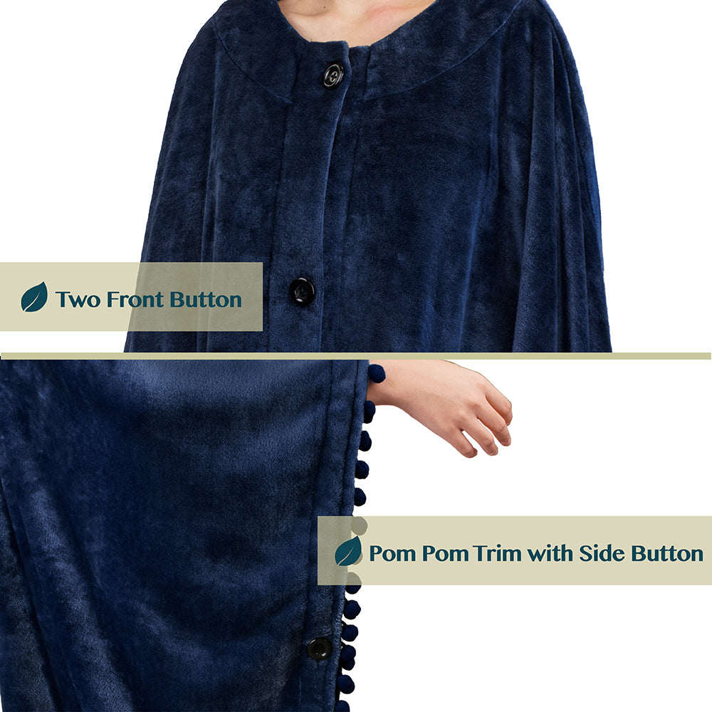 Angel Wrap Pom Pom Fringe Poncho Blanket