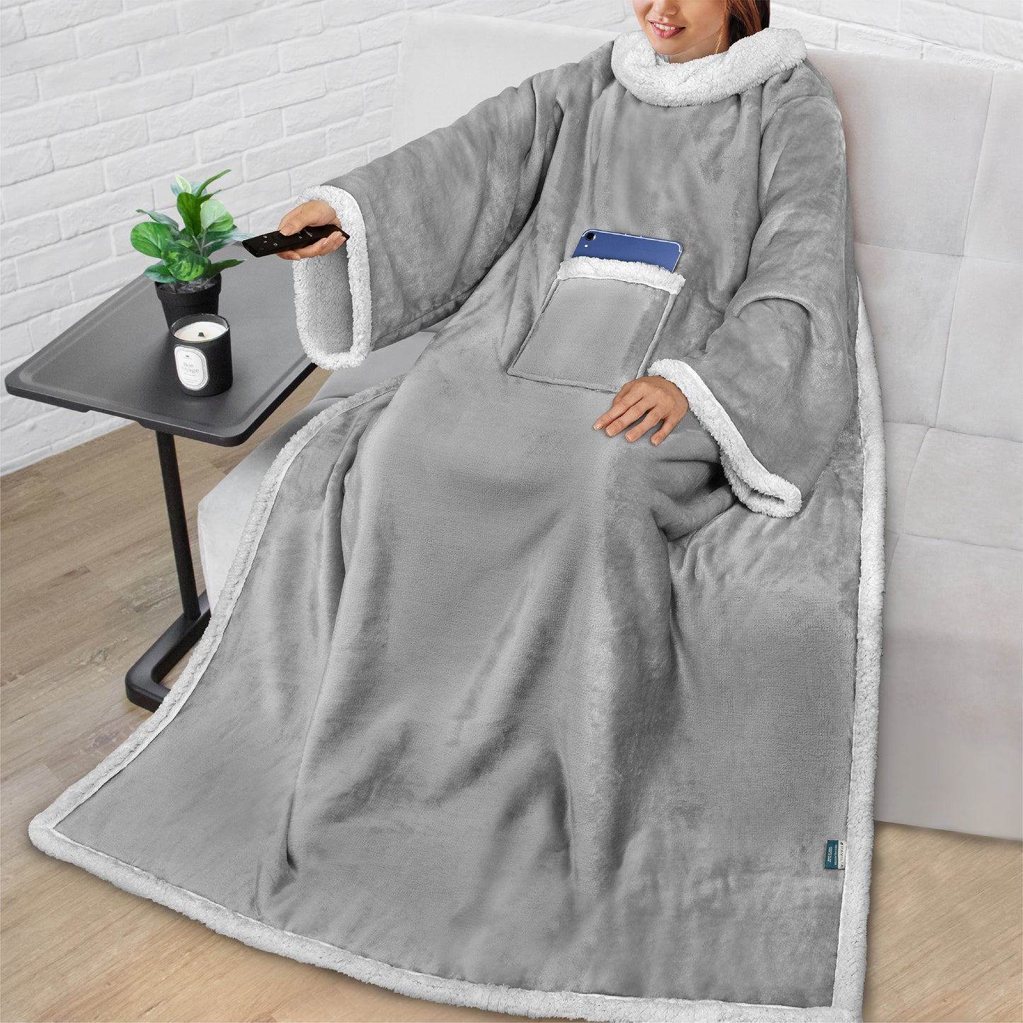 Blanket with Sleeves - Patch Pocket