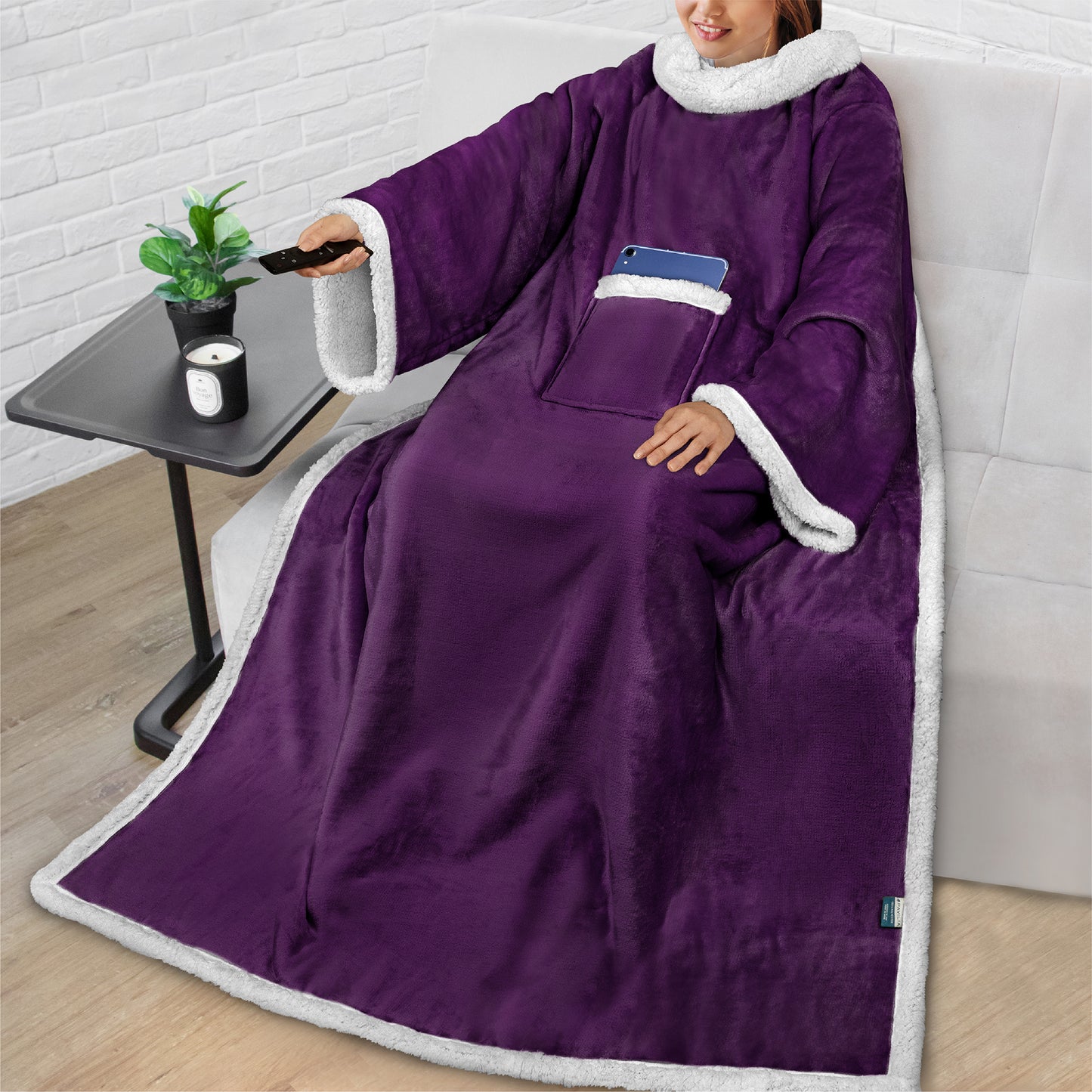 Blanket with Sleeves - Patch Pocket