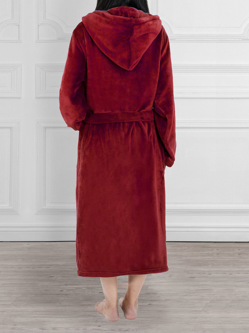 Women's Satin Trim Fleece Robe with Hood