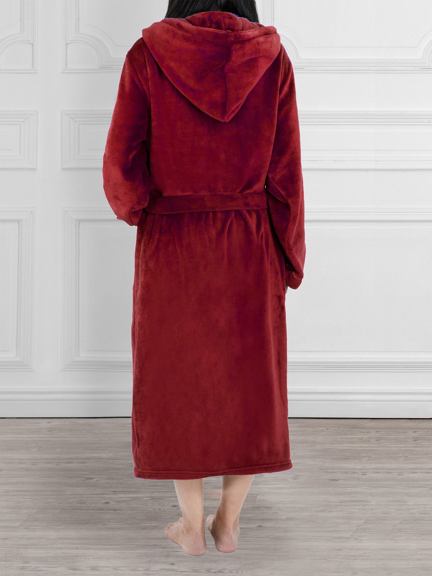 Women's Satin Trim Fleece Robe with Hood