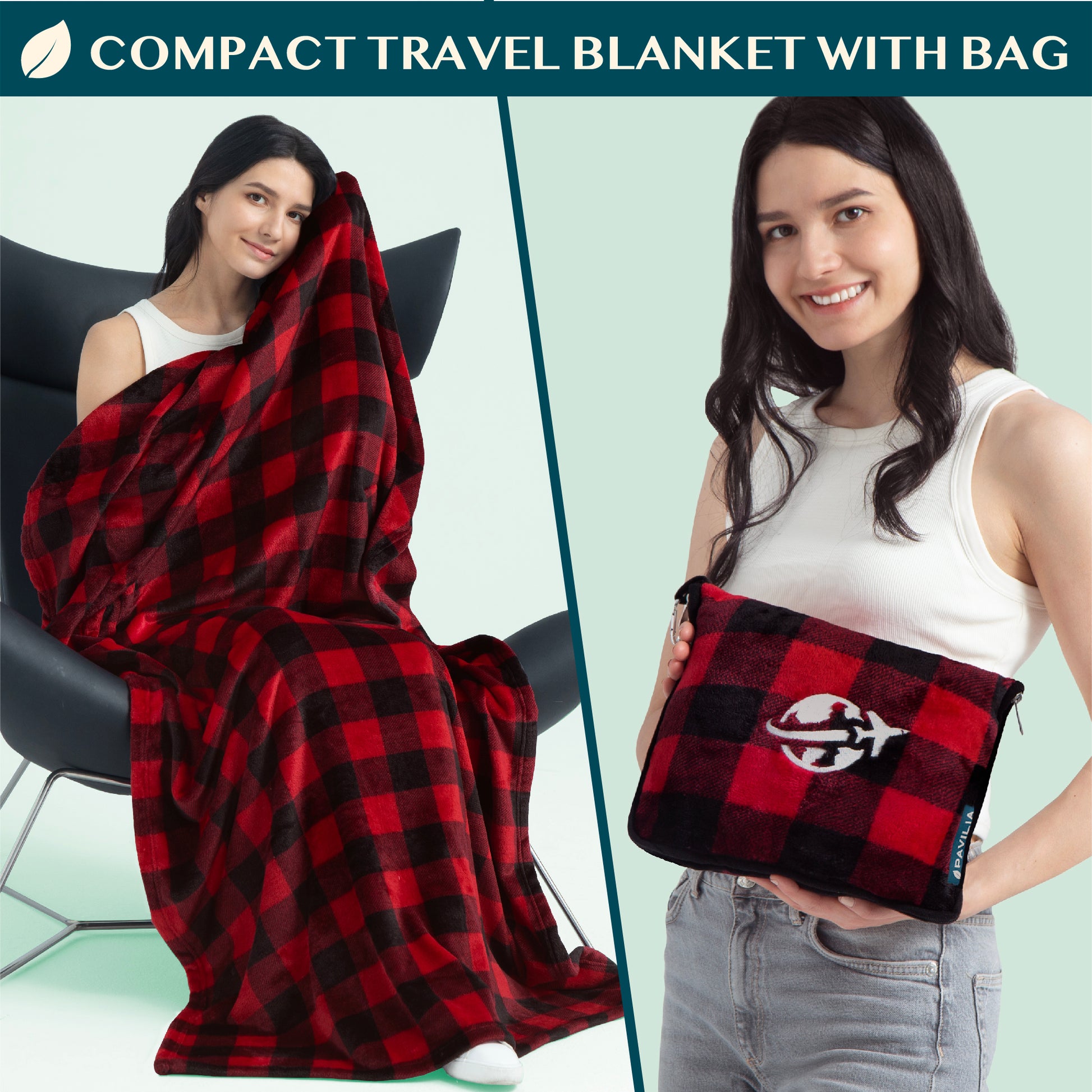 Wearable Fleece Travel Blanket Pillow