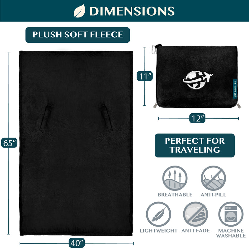 Wearable Fleece Travel Blanket Pillow