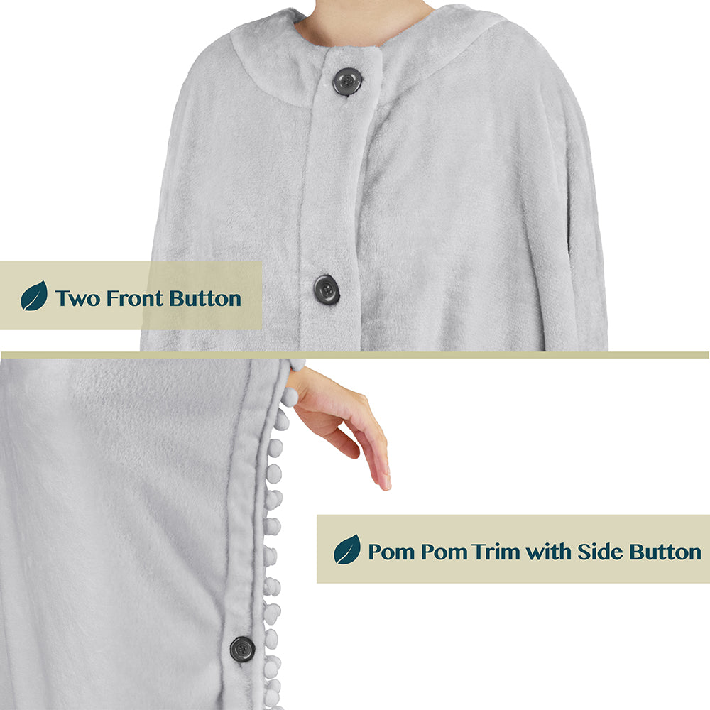 Angel Wrap Pom Pom Fringe Poncho Blanket