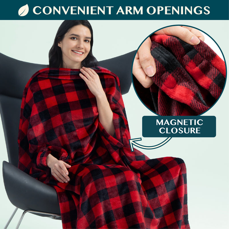 Wearable Fleece Travel Blanket Pillow