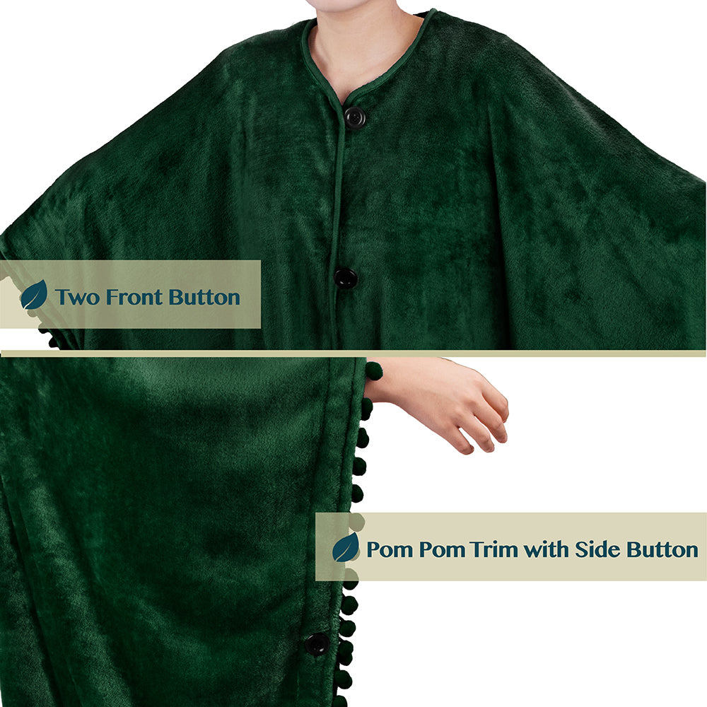 Classic Pom Pom Fringe Poncho Blanket