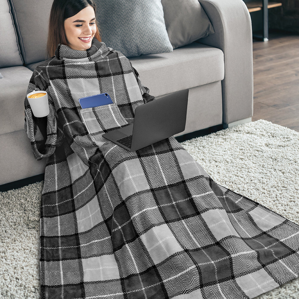 Blanket with Sleeves - Patch Pocket