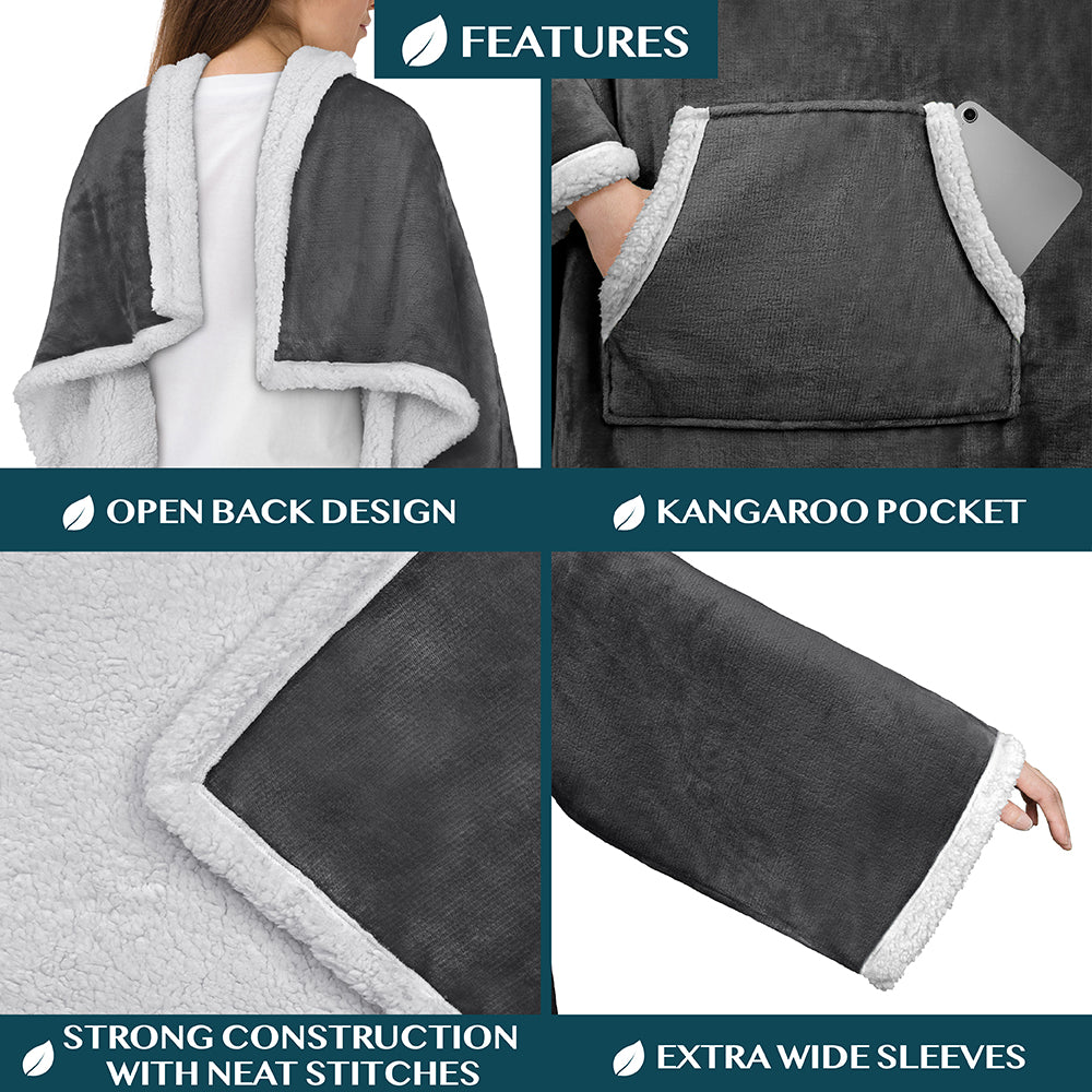 Blanket with Sleeves - Kangaroo Pocket