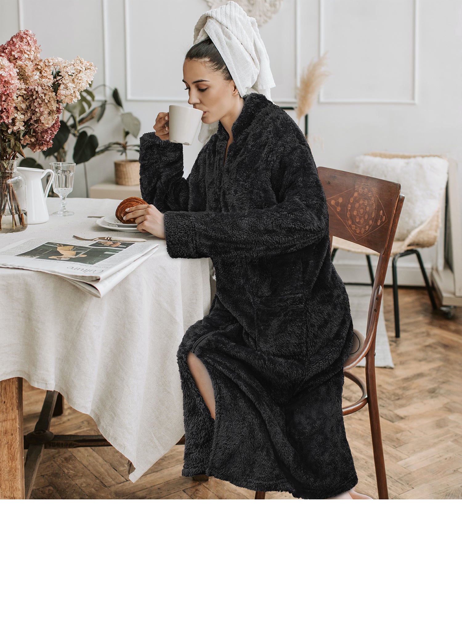 Women's Sherpa Housecoat Zipper Robe