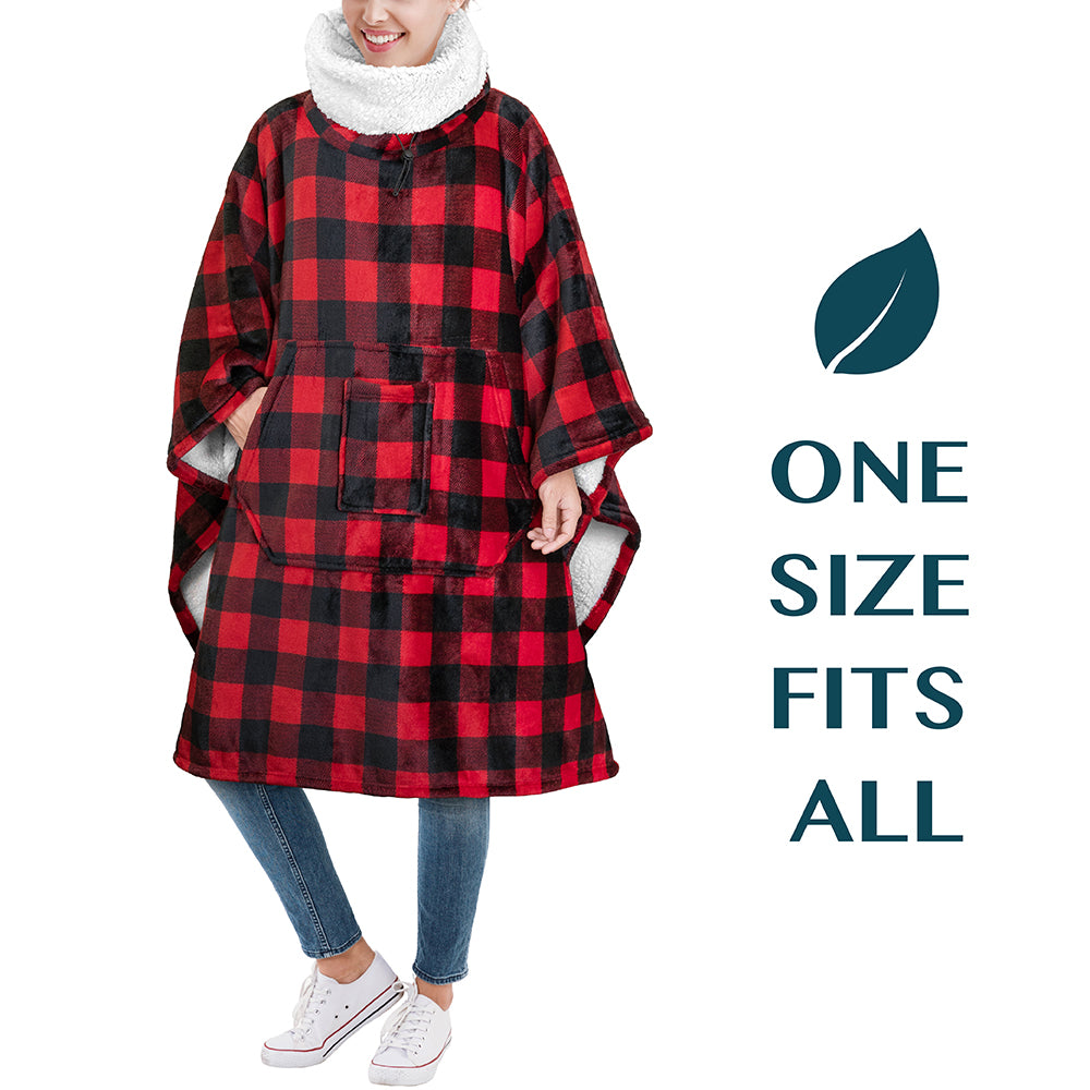 Neck Warmer Hooded Poncho Blanket