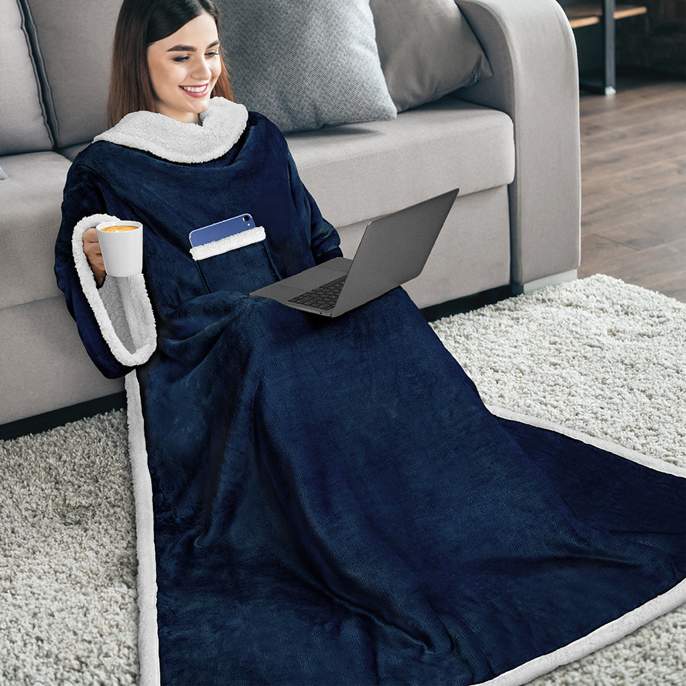 Blanket with Sleeves - Patch Pocket