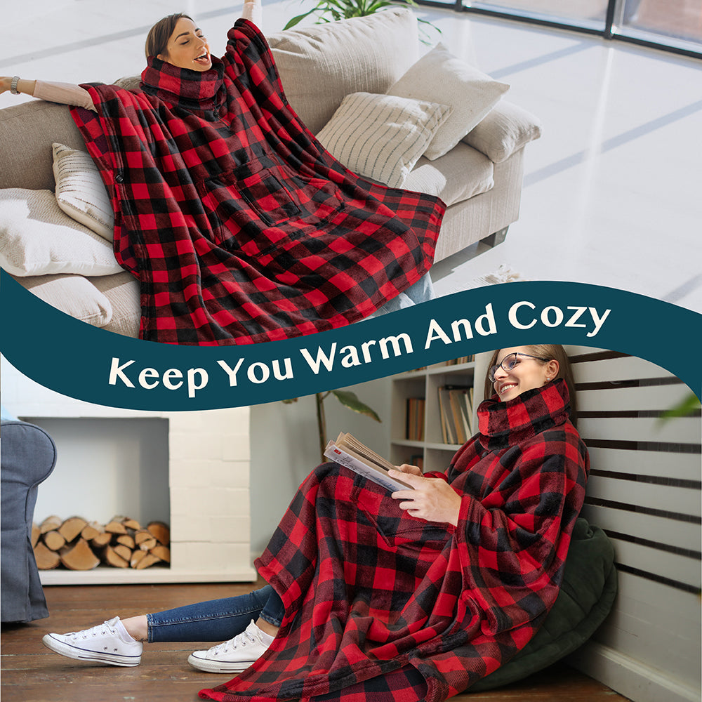 Neck Warmer Hooded Poncho Blanket