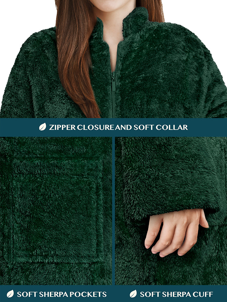 Women's Sherpa Housecoat Zipper Robe