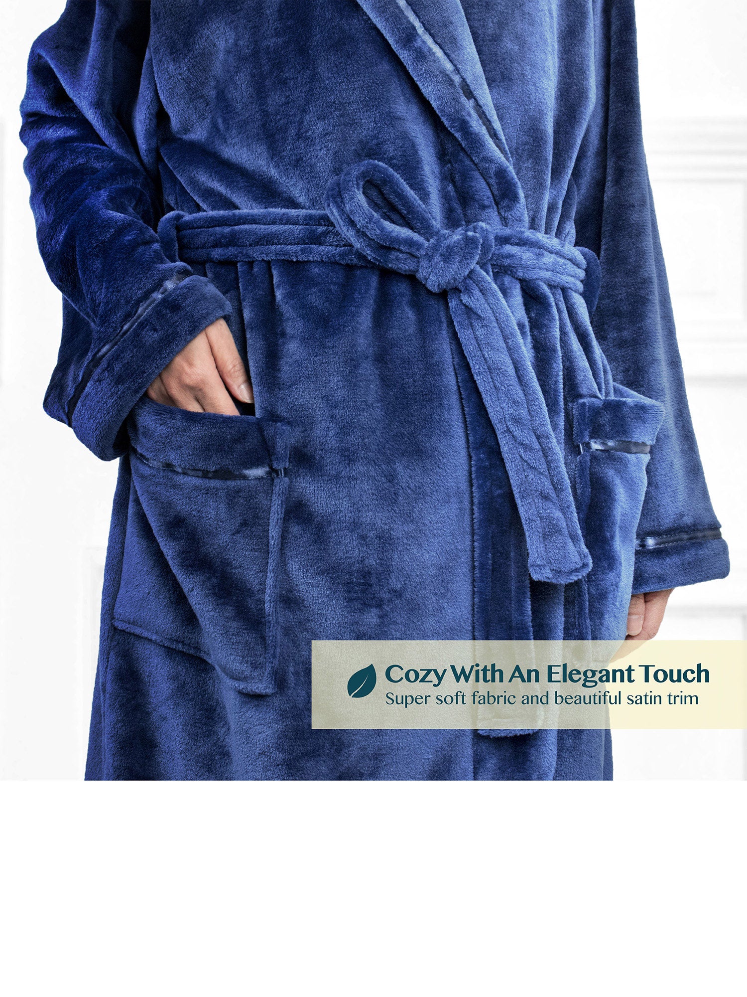 Women's Satin Trim Fleece Robe