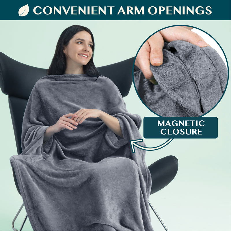 Wearable Fleece Travel Blanket Pillow