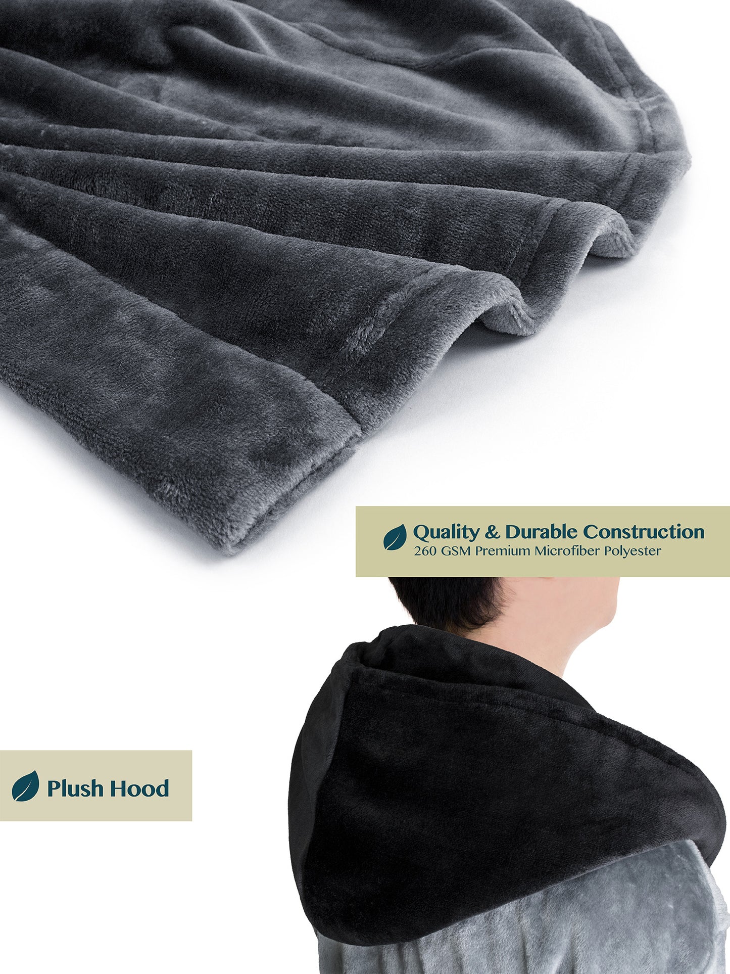 Men's Two-Tone Fleece Robe with Hood