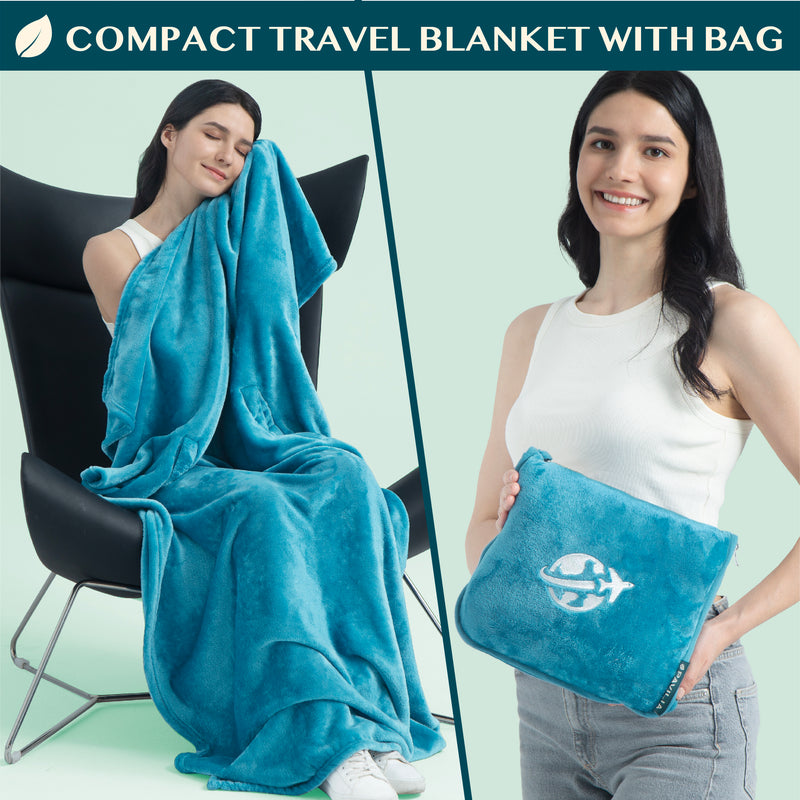 Wearable Fleece Travel Blanket Pillow