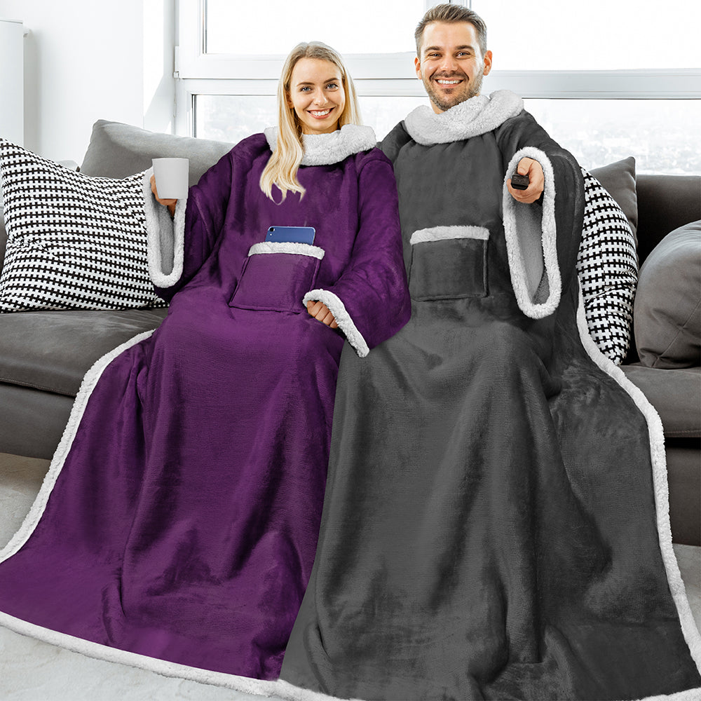 Blanket with Sleeves - Patch Pocket