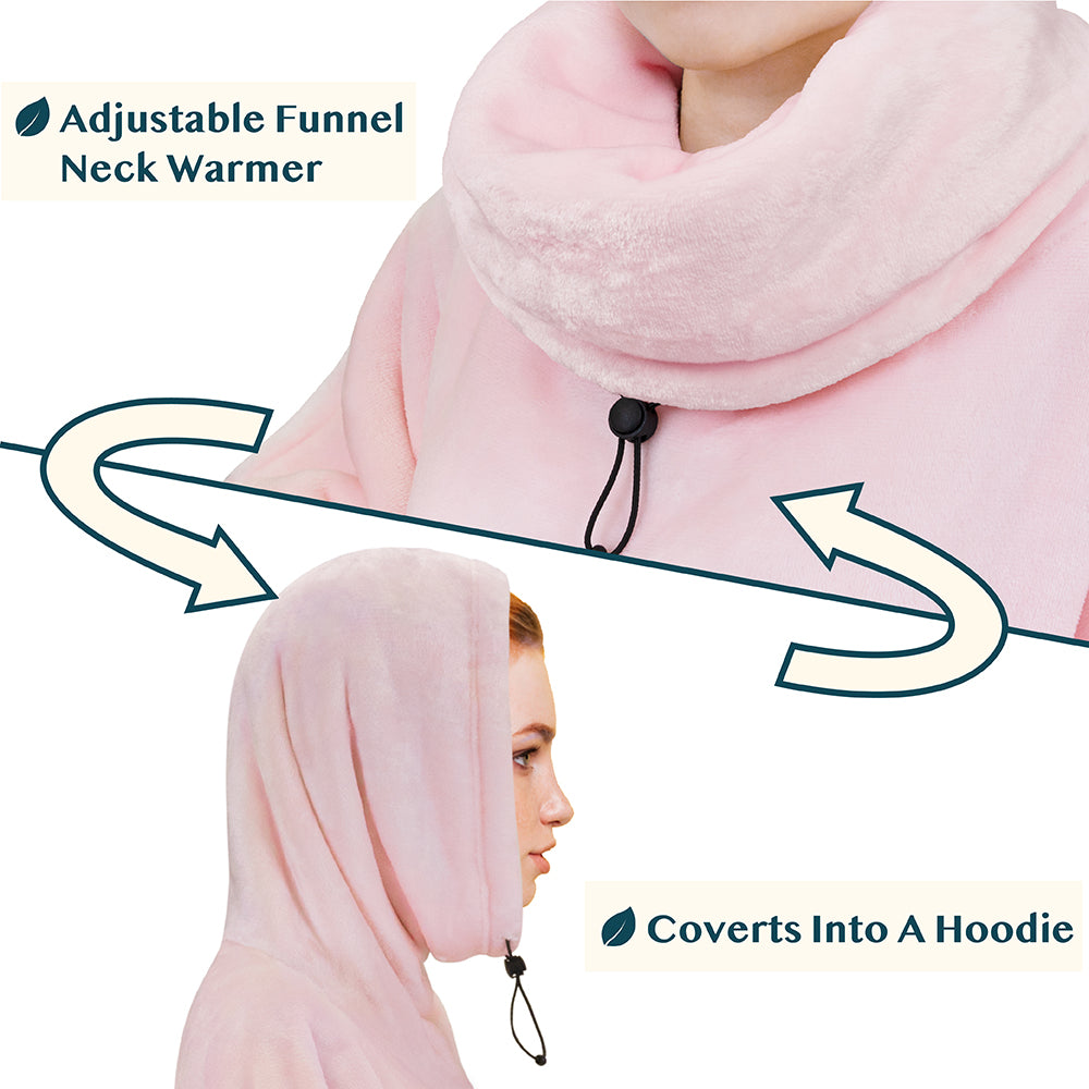 Neck Warmer Hooded Poncho Blanket