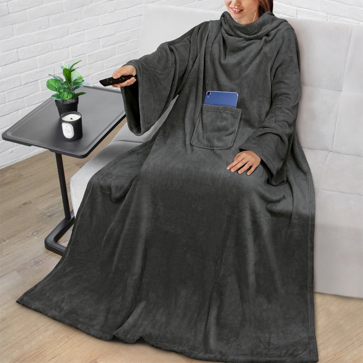 Blanket with Sleeves - Patch Pocket