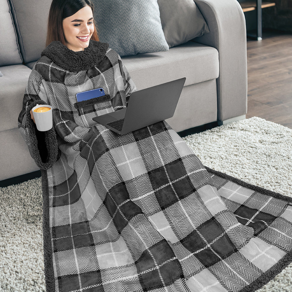 Blanket with Sleeves - Patch Pocket
