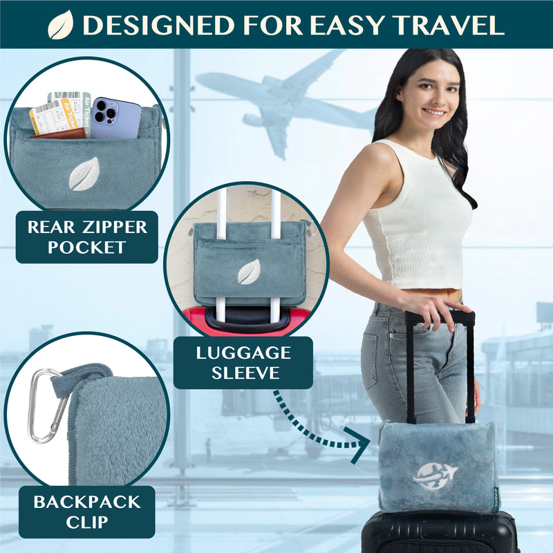 Wearable Fleece Travel Blanket Pillow