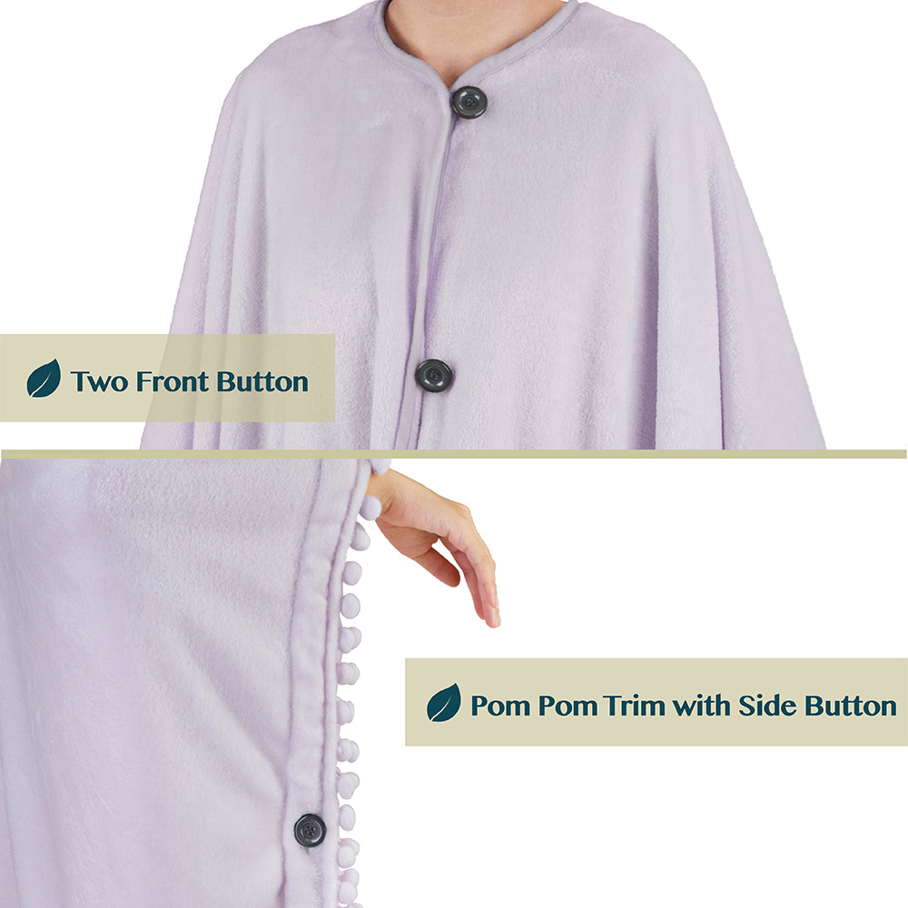 Classic Pom Pom Fringe Poncho Blanket