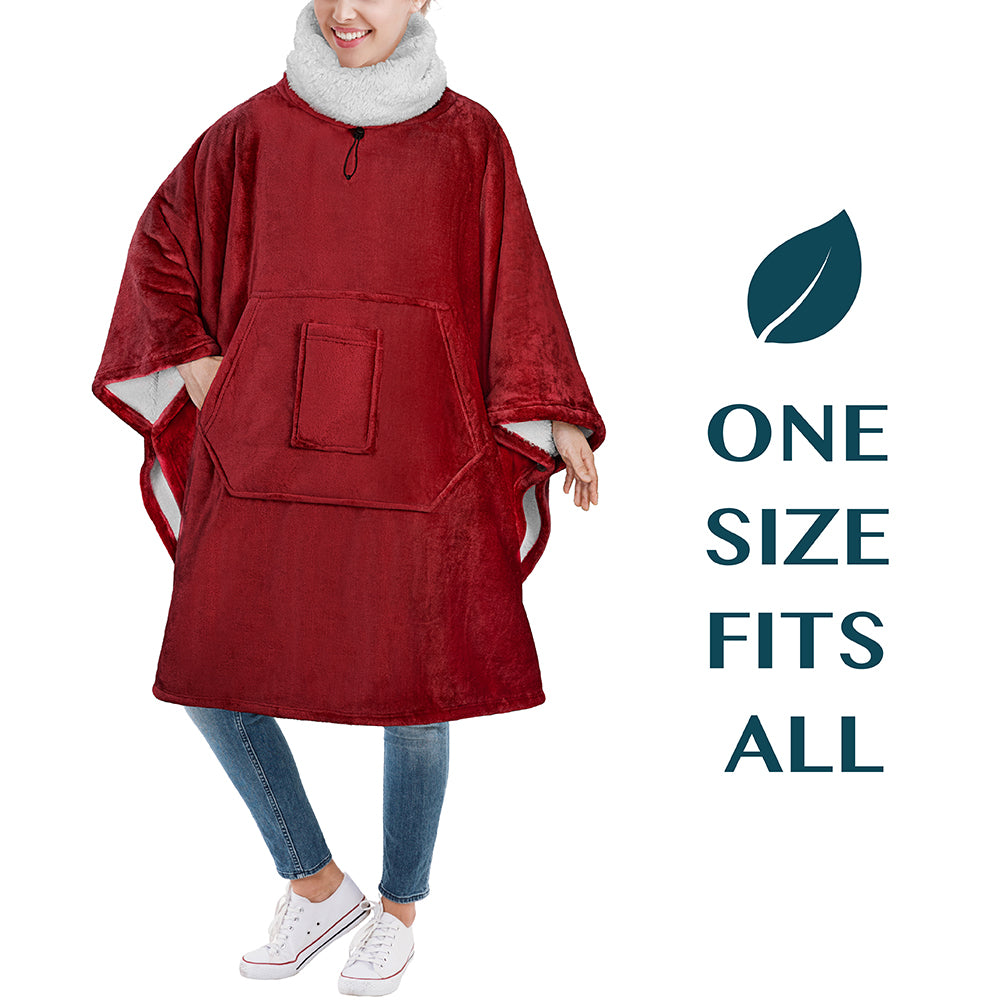 Neck Warmer Hooded Poncho Blanket