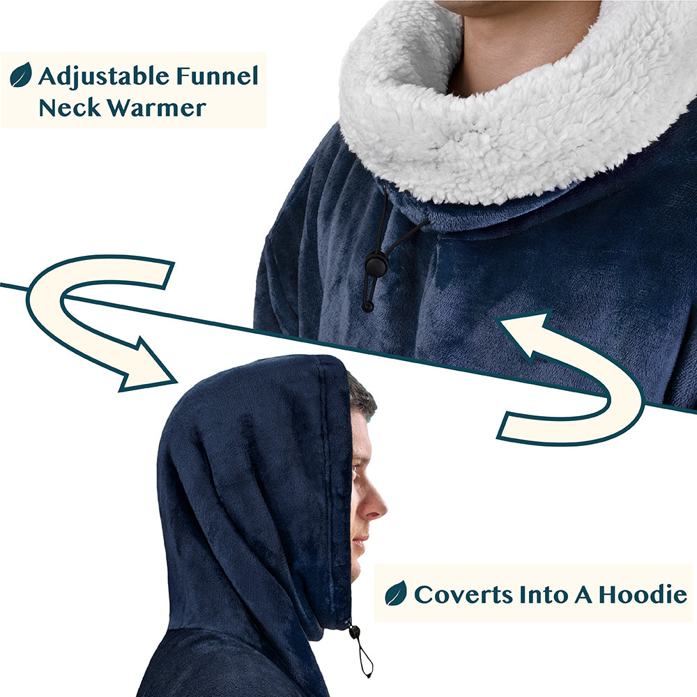 Neck Warmer Hooded Poncho Blanket