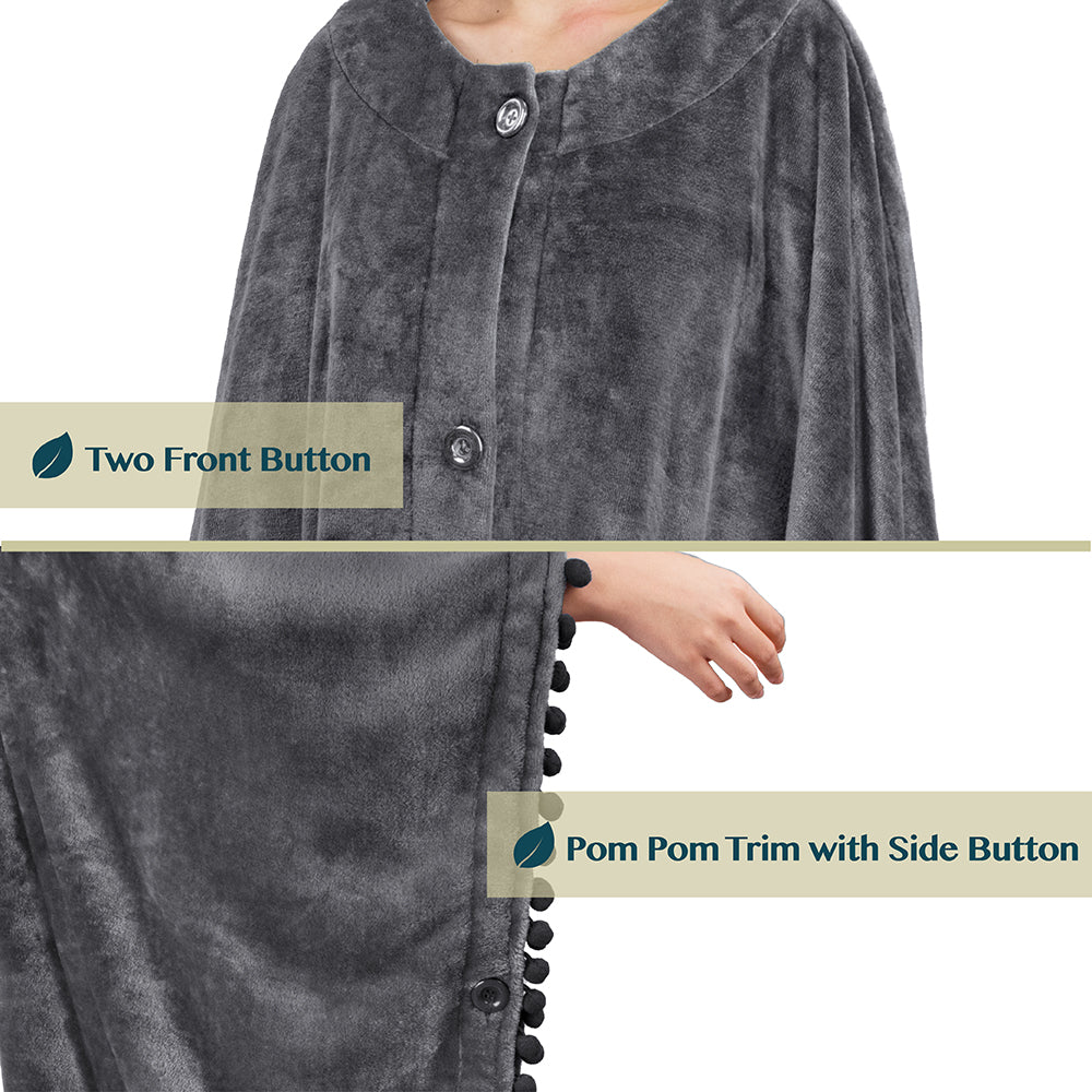Angel Wrap Pom Pom Fringe Poncho Blanket