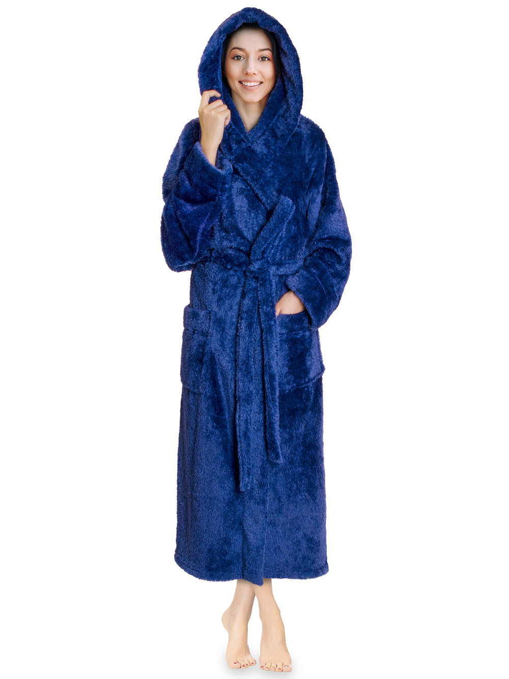 Women's Sherpa Fluffy Robe with Hood – PAVILIA